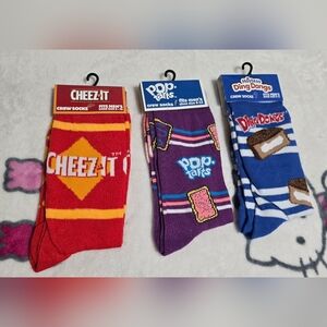 Cheez-It, Pop-Tarts, and Ding Dongs Men's Crew Socks Set - Red, Purple, Blue